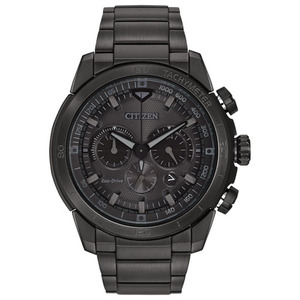 Mens Ecosphere Eco-Drive Black Ion-Plated Watch Black Dial