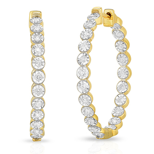 Diamond Inside-Out Hoop Earrings Yellow Gold