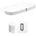 PLAYBASE Wireless Soundbase, One Wireless Speaker Pair, and SUB Wireless Subwoofer Kit (White)