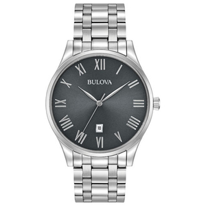 Mens Classic Collection Silver-Tone Stainless Steel Watch Gunmetal Dial