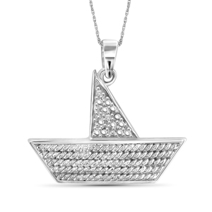 JewelonFire White Diamond Accent Sterling Silver Boat Pendant