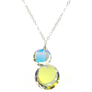 Lita Swarovski Double Moon Pendants With Sterling Silver Chain 18"