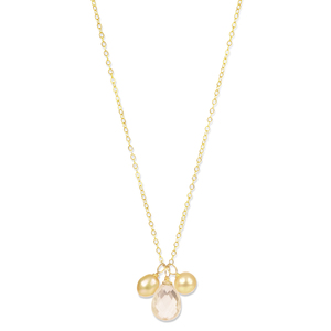 Lita Gold Plated Sterling Silver Rose Quartz With Pink Pearls Short Necklace