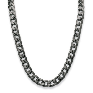 PalmBeach Jewelry Men's 12 mm Curb-Link Necklace Black Ruthenium-Plated 30"