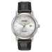 Mens Eco-Drive Black Leather Strap Watch Silver Dial