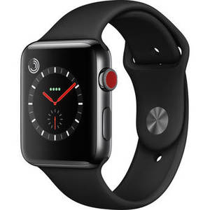 Watch Series 3 42mm Smartwatch (GPS + Cellular, Space Black Stainless Steel Case, Black Sport Band)