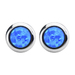 Inox Jewelry Women's Stainless Steel Bezel Set Blue Synthetic Opal Stud Earrings