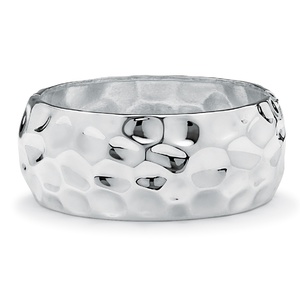 PalmBeach Jewelry Silvertone Wide Hammered-Style Bangle Bracelet 9"