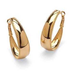 PalmBeach Jewelry Gold ION-Plated Stainless Steel Hoop Earrings