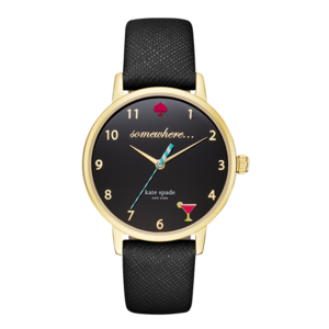 kate spade Metro Black Leather Watch
