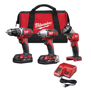 M18 Cordless 3-Tool Combo Kit - Drill Driver Impact Wrench LED Work Light