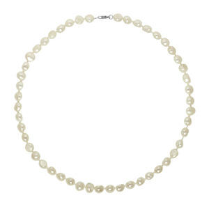 Genuine Freshwater Baroque Pearl Knotted Sterling Silver 18" Necklace