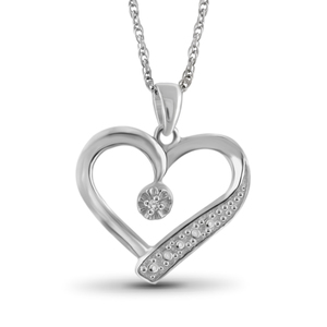 JewelonFire White Diamond Accent Sterling Silver Heart Pendant