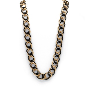 PalmBeach Jewelry Yellow Gold Tone Black Rhodium-Plated Curb-Link Necklace 34"