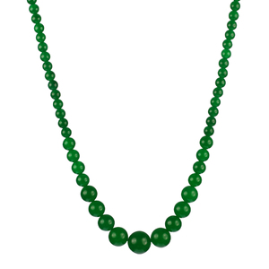 Dyed Green Agate Bead  Graduated Sterling Silver Necklace