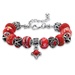 PalmBeach Jewelry Round Red Crystal Silvertone Bali-Style Beaded Charm and Spacer Bracelet 8"-10"