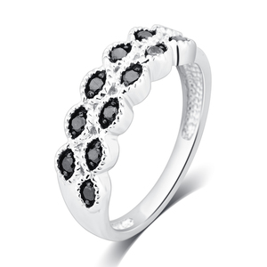 0.25 Cttw Black Diamond Ring in Sterling Silver  - Size 7 Only