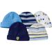 Gerber Newborn Boys' 5-Pack Caps - Striped & Lion