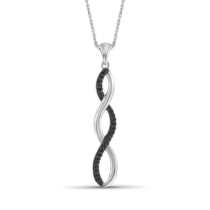 JewelonFire Black Diamond Accent Sterling Silver Twist Pendant