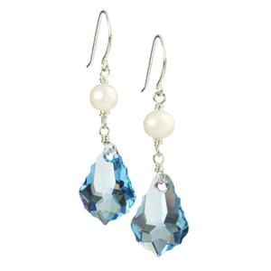 Lita Swarovki Elements Aqua Drops with Pearl Accents Earrings