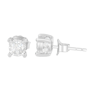 Sterling Silver 1ct TDW Miracle Plated Round-cut Diamond Earrings (H-I, I2-I3)