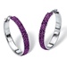 PalmBeach Jewelry Pave Birthstone Hoop Earrings in Stainless Steel