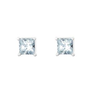 New York City Diamond District 14K White Gold 3/4 cttw Princess Cut Diamond Stud Earrings
