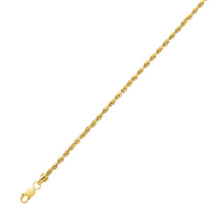 10K Yellow 2mm 24 Inch Hollow Rope Chain Necklace - Lobster-claw