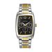 Mens Gold & Silver-Tone Rectangle Multi-Dial Stainless Steel Watch Black Dial