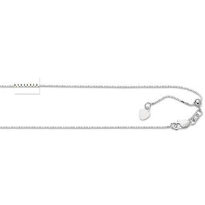 10k 0.7mm White Gold Adjustable Box Chain Necklace - 22 Inch