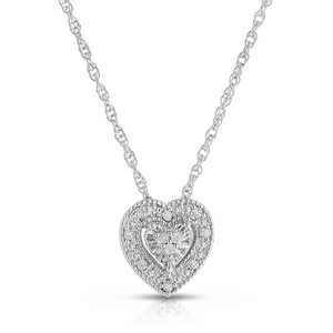 1/10Ctw Heart Shaped Pendant in Sterling Silver