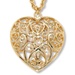 PalmBeach Jewelry Simulated Pearl Filigree Heart Pendant Necklace in Yellow Gold Tone 30"