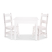3pc Wooden Table & Chairs Set White - Ages 3-6 Years