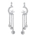 PalmBeach Jewelry Crystal Moon and Stars Tassel Drop Earrings with Chain Accents and Crystal Droplets in Silvertone 2"