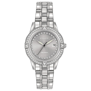 Womens Silhouette Diamond Eco-Drive Watch Gray Dial