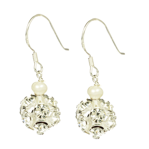 Pearl and Fireball With Sterling Silver Earrings