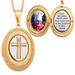 Two-tone Memorial Cross Locket Necklace