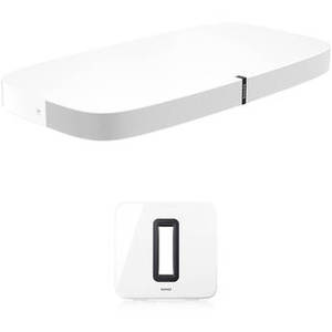 PLAYBASE Wireless Soundbase and SUB Wireless Subwoofer Kit (White)