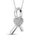 JewelonFire White Diamond Accent Sterling Silver Ribbon Heart Pendant