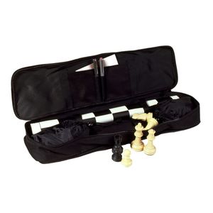 Sterling Games STANDARD TOURNAMENT CHESS SET-BLACK BAG (BLACK/WHITE MAT)