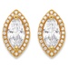 PalmBeach Jewelry 2.32 TCW Marquise-Cut and Round White Cubic Zirconia Halo Stud Earrings 14k Gold-Plated