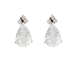 Ladies Sterling Silver Pear Shape Genuine Crystal Quartz Gemstone with .10 cttw Diamond Earrings