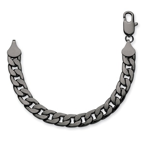 PalmBeach Jewelry Men's 12 mm Curb-Link Bracelet Black Ruthenium-Plated 9"