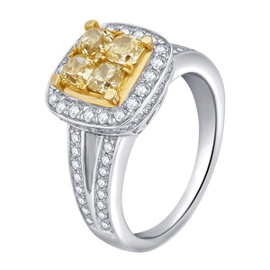 1.90 Cttw Natural Fancy Yellow Diamond Ring in 14K White Gold - Size 7 Only
