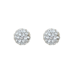 Sterling Silver 6mm White Crystal Ball Stud Earring