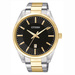 Mens Quartz Two-Tone Bracelet Watch Black Dial