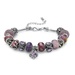 PalmBeach Jewelry Round Purple Crystal Silvertone Bali-Style Beaded Charm and Spacer Bracelet 8"