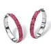 PalmBeach Jewelry Pave Birthstone Hoop Earrings in Stainless Steel