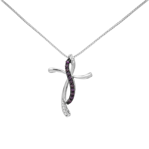 Sterling Silver 1/4Ctw P/W Twist Cross Pendant
