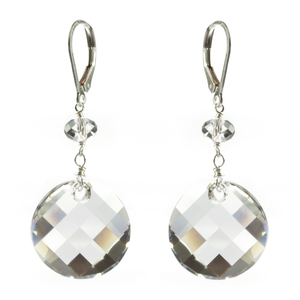Lita Sterling Silver Swarovski Crystal Silver Shade Round Drop Earrings